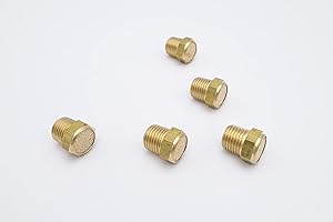 IVLPHA Pneumatic Air Muffler, Sintered Bronze Air Breather Vent Muffler Filter 1/4" Male NPT Air Solenoid Valve Brass Silencer Fitting (Pack of 5)