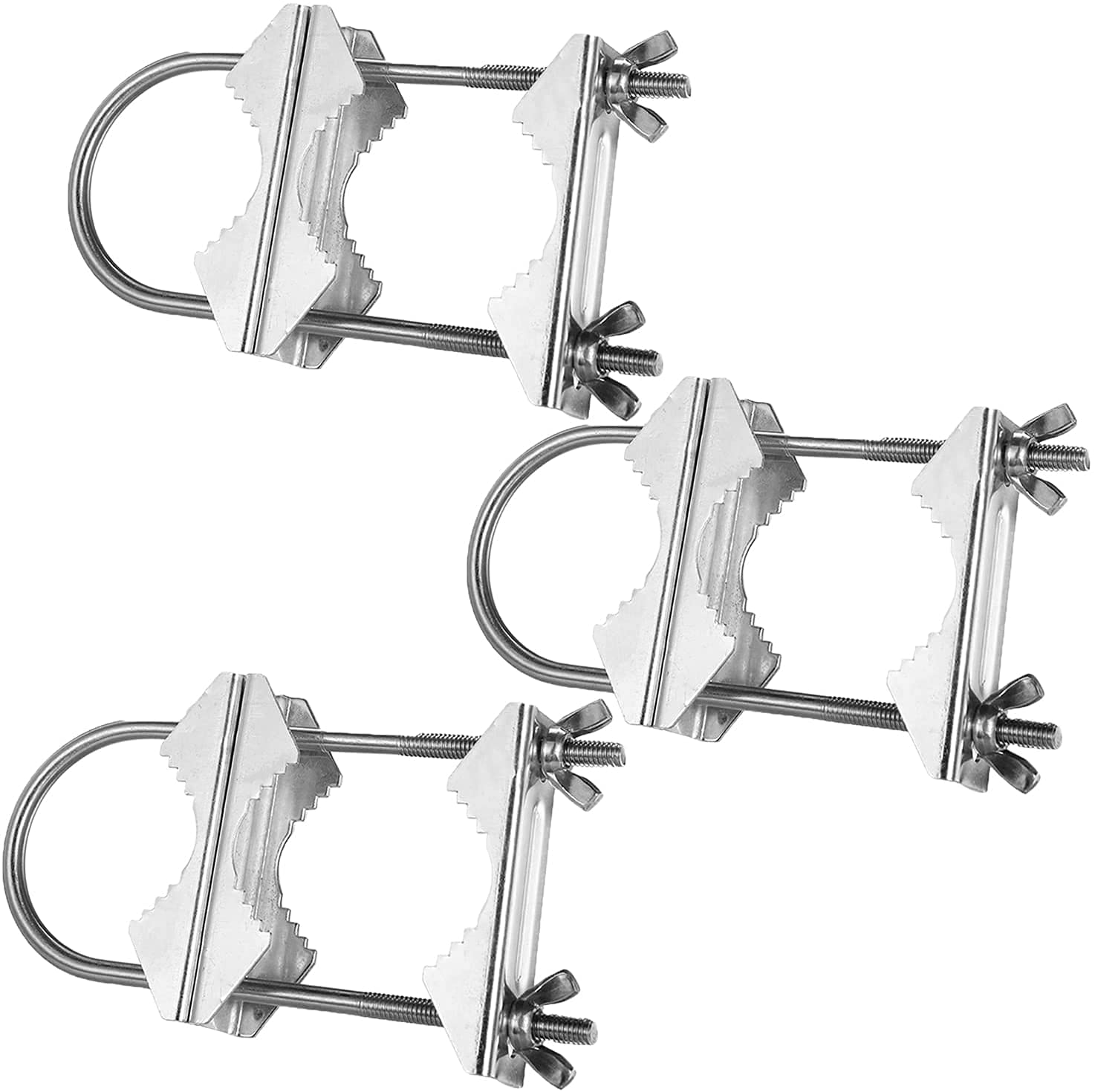 VANROUG (3 Set) Double Antenna Mast Clamp,for Mast to Mast Mounting (Mast Extension) Mast Mounting Kit to Balcony Railing