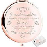 boutikpro Granddaughter Birthday Gift Compact Mirror from Grandma Grandpa, Gorgeous Rose Gold Compact Mirror Unique Granddaughter Gift for Women Girls Birthday Graduation Wedding