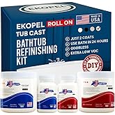 Tub Cast Roll On Bathtub Refinishing Kit by Ekopel – Primer + Top Coat Included – DIY Tub & Tile Reglazing Kit – Bright White Gloss Finish – Longest Lasting PRO/DIY Reglazing Bathtub Paint - Odorless Low VOC Tub Paint Kit – Made in USA