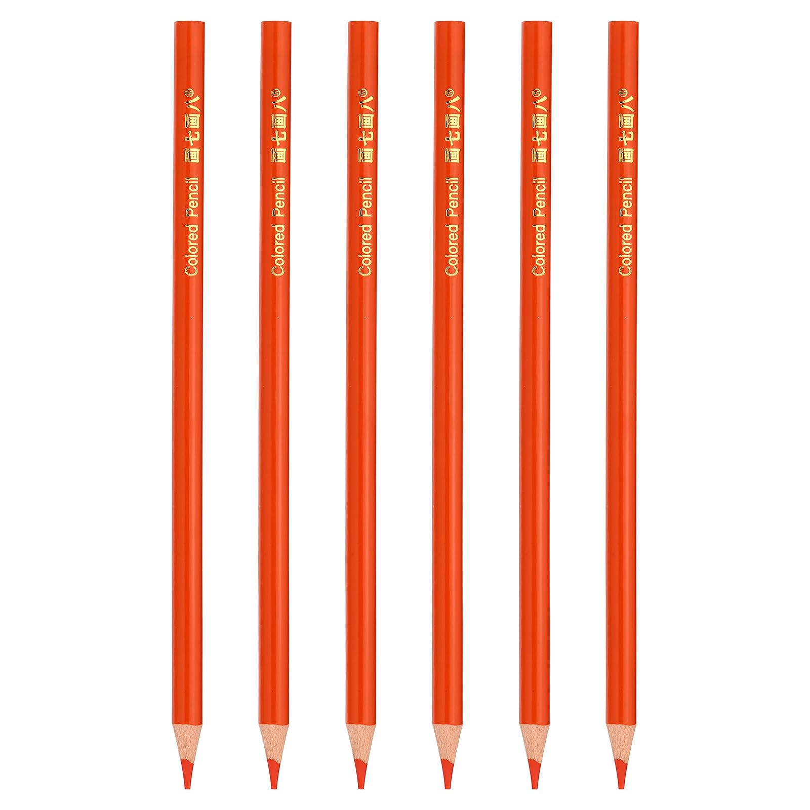 PATIKIL Orange Colored Pencils Set,6 Pcs Oil Color Pencils Wooden Coloring Drawing Pencil for Artists Art Painting