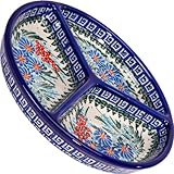 Polish Pottery Ceramika Boleslawiec 0727/169 Mercedes Divided Platter, 10-3/4-Inch in Diameter,