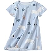 Uobzyaq Girl's Stripes Nightgowns Cotton Sleep Shirts Sleepwear Princess Nightdress