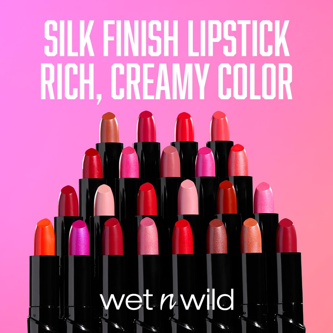 wet n wild Silk Finish Lipstick, Hydrating Rich Buildable Lip Color, Formulated with Vitamins A,E, & Macadamia for Ultimate Hydration, Cruelty-Free & Vegan - Cherry Frost