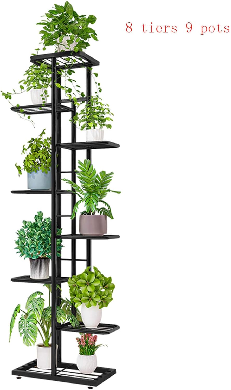 Indoor Tall Metal Plant Stand - Multi Tiered 8 Tier 9 Potted Multi-Tiered Iron Narrow Flower Stand Rack Shlelf for Corner Patio Enterway Living Room Balcony Court Garden (Grey) : Garden & Outdoor
