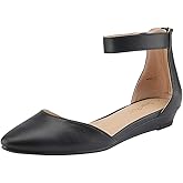 DREAM PAIRS Women's Low Wedge Round Toe Ankle Strap Dress Comfortable Casual Flats Shoes