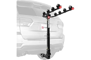 FORWODE Hitch Bike Rack, Tilting Folding Bike Rack for Car, Max 140 lbs for 4 Bike, 2" Receiver