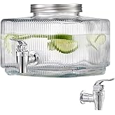 VEVOR Beverage Dispenser, 0.8 Gallon Drink Dispensers for Parties, Glass Juice Dispenser with No-Drip Spigot and Lid, Iced Tea Lemonade Juice Water Dispensers for Restaurants, Hotels, Parties
