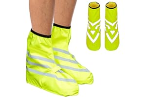 ANEETAFAN Reflective Waterproof Overshoes Bicycle Rain Overshoes Shoe Covers Bike Gaiter Reusable Foldable Outdoor Snow Windproof Bike Shoes Covers Protection from Rain and Dirt