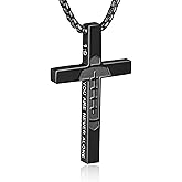 WINFY Football Bible Verse Cross Necklace for Boys Men 316L Stainless Steel Chain Pendant Religious Christian First Communion Confirmation Jewelry Graduation Christmas Gifts
