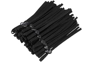 KABAKE 100 Pieces Black Sewing Elastic Band Cord with Adjustable Buckle Stretch Earloop Fabric Tie Lanyard Rope for DIY Crafts