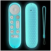 Remote Cover for Google Chromecast 4K 2024 Google TV Streamer 4K 2024 | Silicone Protective Remote Case for Google TV Streamer 4K 2024 Voice Remote Cover,Glow in the dark,Glow Sky Blue