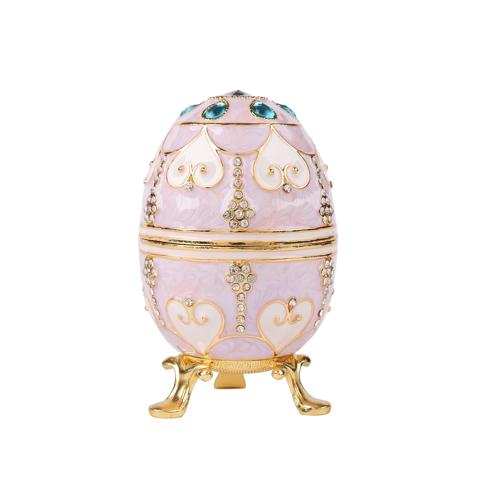 QIFU Hand Painted Easter Egg Style Enamel Trinket Box, Jewelry Storage Box(QF5842)