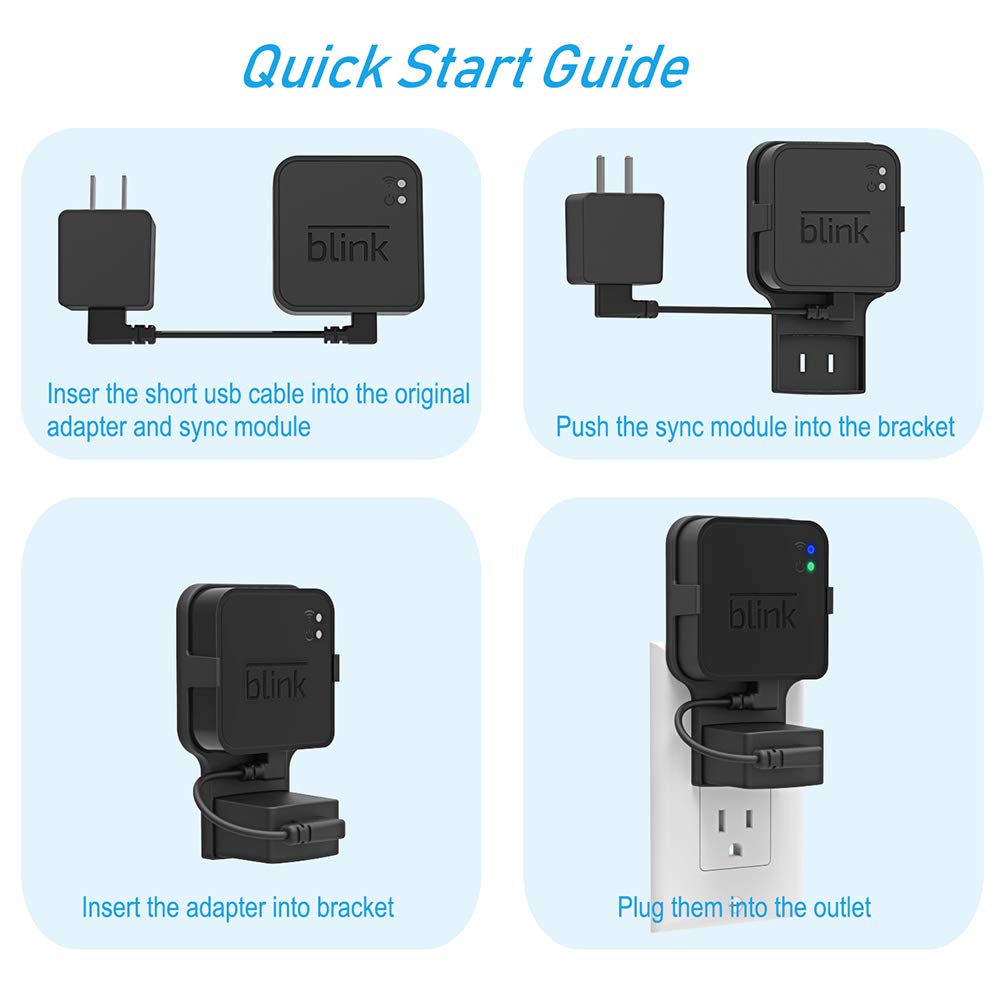Outlet Wall Mount for Blink Sync Module, Gresur Simple Mounting Bracket Holder for Blink XT2/XT Unique Designed Outdoor and Indoor Security Camera Mount with Short Cable (1-Pack)