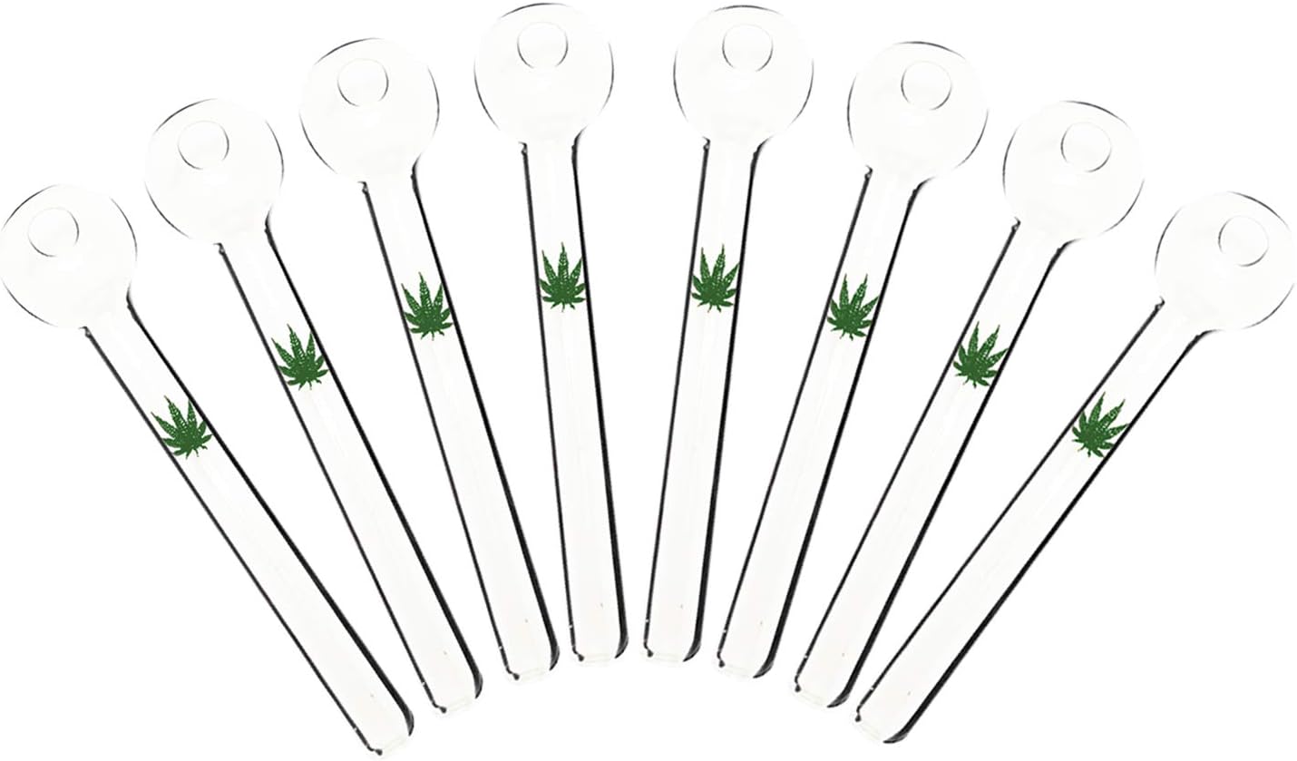 QOQOQO - 8PCS Handmade Oil Glass Green Leaf Popular Style 5Inch (BSR Burner Set)