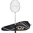 Li-Ning G-Force Superlite Max 10 Carbon Fibre Badminton Racket with Free Full Cover(80 Grams, 28 Lbs) (White/Blue/Orange)