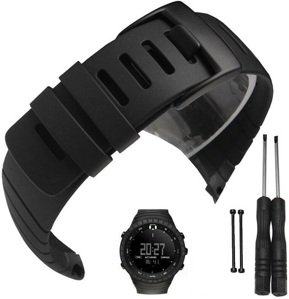 Picowe Suunto Core Watch Band Strap, Rubber Watch Replacement Band Strap Accessories for SUUNTO CORE All Black SS014993000/SS013336000/SS013337000
