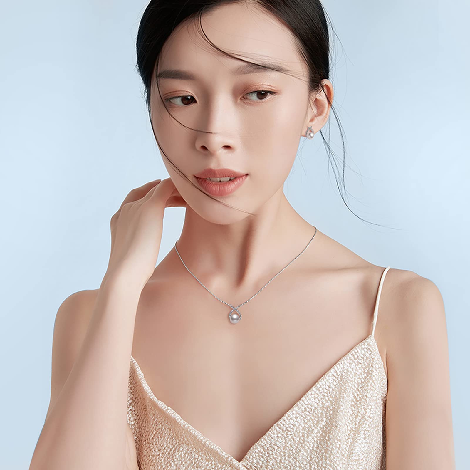 Free bird Necklace and Earrings Set, Women's Cross Pendant, Pearl Earrings Set, 925 Silver, Hypoallergenic, For Women, Birthday, Anniversary, Graduation, New Year, Christmas Gift (Watch the Video)