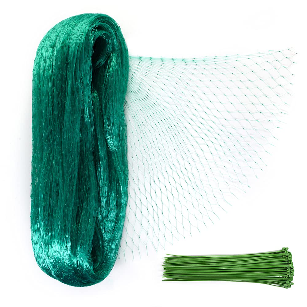 5 M x 10 M Anti Bird Netting for Garden Netting Mesh with 100pcs Nylon Cable Ties for Plant Fruit Vegetable Protection