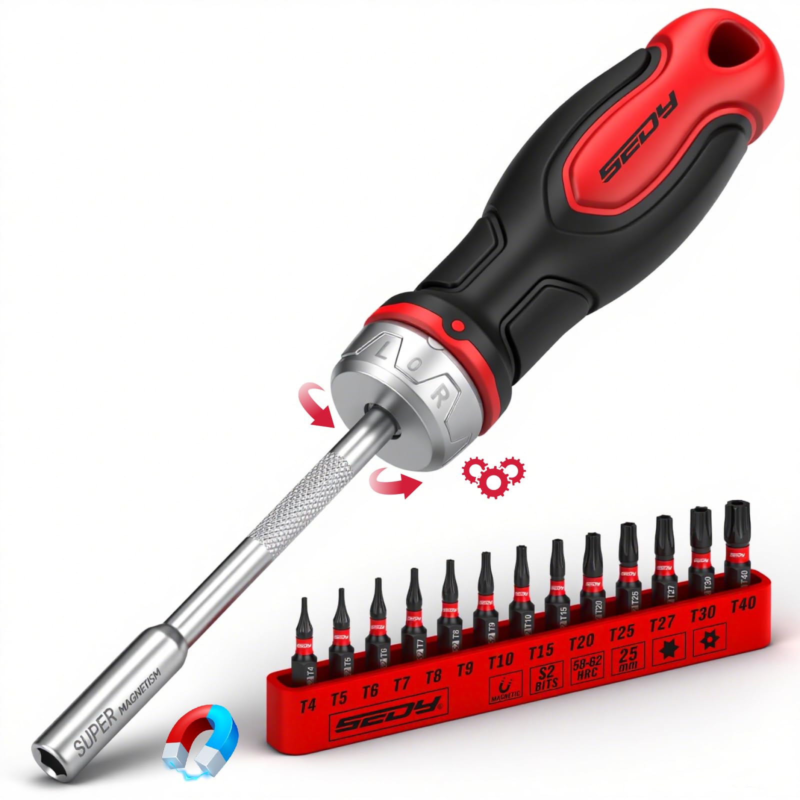 Photo 1 of 14-Piece 1/4? Magnetic Ratcheting Screwdriver Bit Set, T4-T40 Torx Bit Set with 1/4 inch Magnetic Bits Driver Multi-bit Ratchet Screw Drivers for Garage, Home, Work, DIY Repair