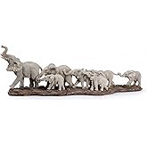 Comfy Hour Elephant Family 16" Statue Home Decor - Resin Walking Herd Sculpture, Rustic Wildlife Figurine for Living Room, Shelf - Good Luck & Wealth Symbol Gift, Mom, Friend Gift, Stone Resin, 2.6 lb