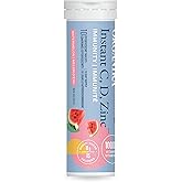 Organika Instant C, D, Zinc Effervescent Tablets - Watermelon Flavour- Immune Support- Single Tube x 10 Tablets