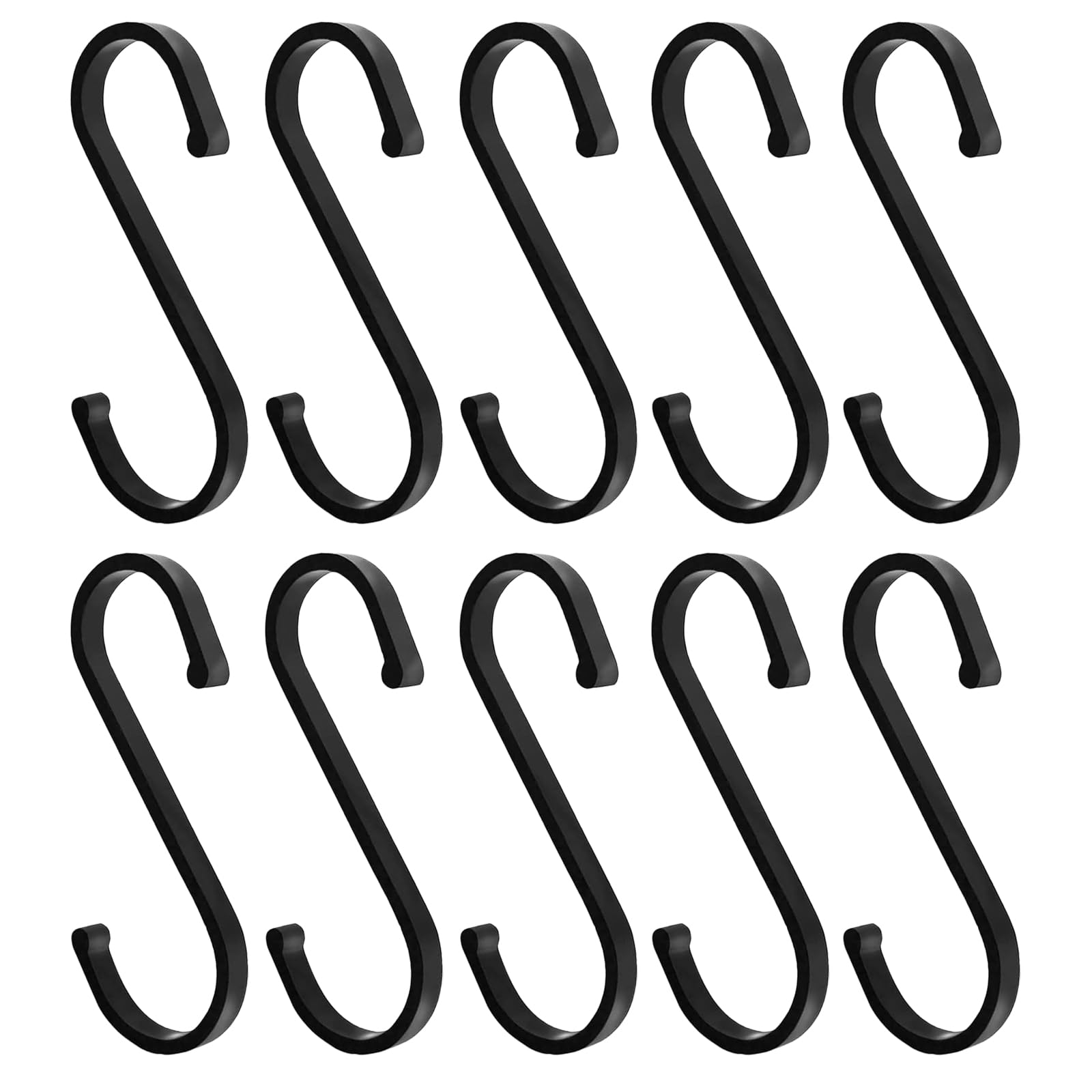S Hooks S Shaped Hooks Heavy Duty S Hooks for Hanging Pots and Pans, Plants, Coffee Cups, Coats, Bags, Towels in Kitchen, Bedroom, Office, Garden, Bathroom, 10 Pcs,black hooks for hanging(Matte Black)
