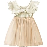 Dutebare Toddler Girls Tulle Tutu Dress Linen Ruffle Tie Back Sleeveless Kids Princess Party Dresses