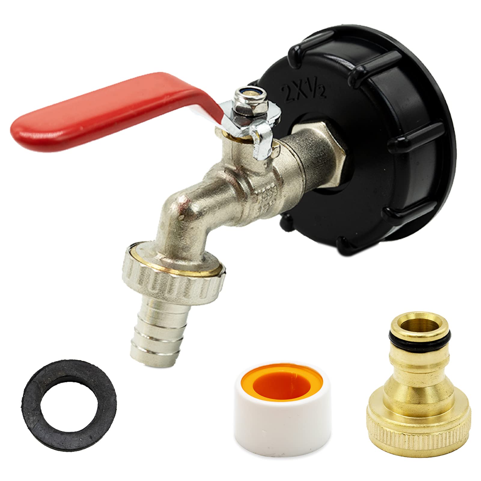 Leakproof Brass IBC Tank Fittings - 1/2" Adapter & Valve for S60X6 Water Storage Tank & Garden Hose Connector