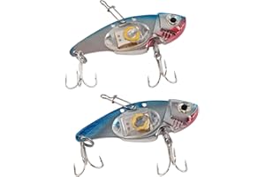 LED Fishing Lures Pack of 2, Underwater Fish Attractor Light for Deep Water Fishing, Flashing Light Lure with Treble Hook – S