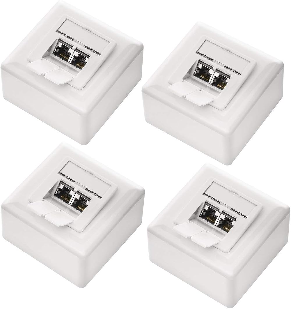DeleyCON 4x CAT6a Network Socket Set RJ45 Fully Shielded Aluminium Housing
