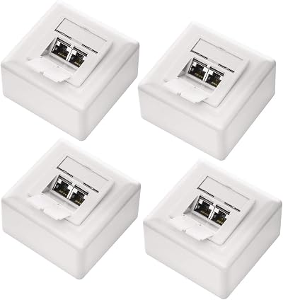 DeleyCON 4x CAT6a Network Socket Set RJ45 Fully Shielded Aluminium Housing