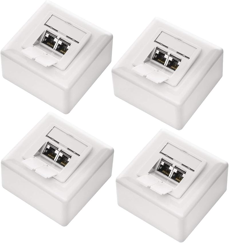 DeleyCON 4x CAT6a Network Socket Set RJ45 Fully Shielded Aluminium Housing