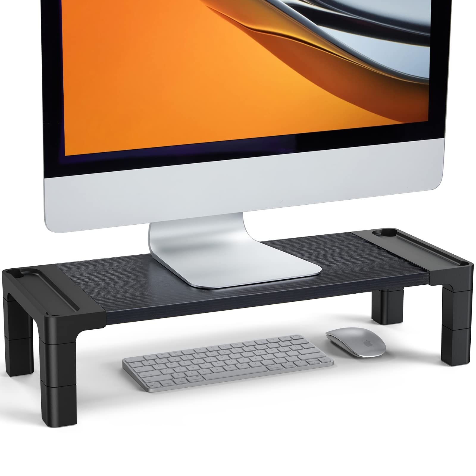 HUANUO Computer Monitor Stand Riser, Adjustable Laptop Stand Riser, Monitor Stand for Desk, Height Adjustable Desk Organizer for Laptops, Computers, Printers, PC, Desktop