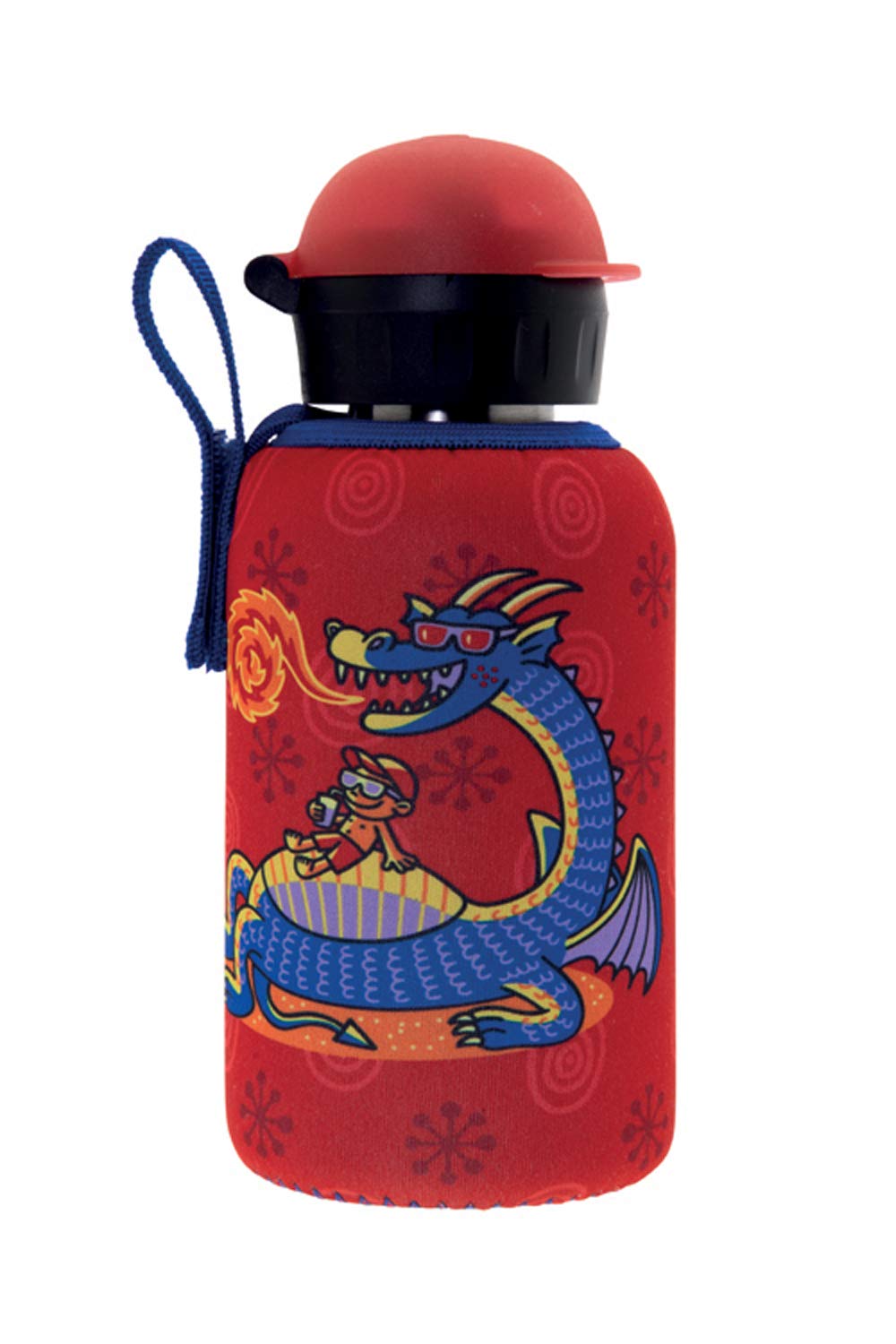 Laken Unisex Youth Dragon Thermal Flask Stainless Steel 0.35 L with Flip Closure and Neoprene Cover Stainless Steel Drinks Bottle Jr. 0.35 litre, red