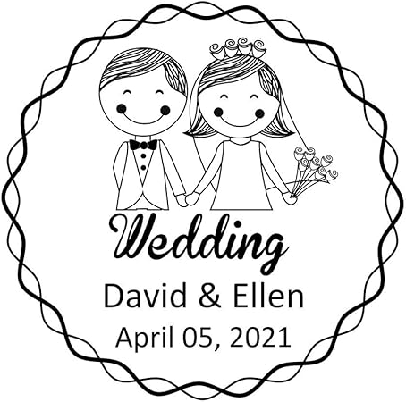 Amazon ウェディングスタンプ カスタマイズ可 カップル用 花嫁と花婿 フラワーデザイン ゴムスタンパー 結婚式 招待状カード セルフインク 日付保存 スタンプ スタンプ 文房具 オフィス用品