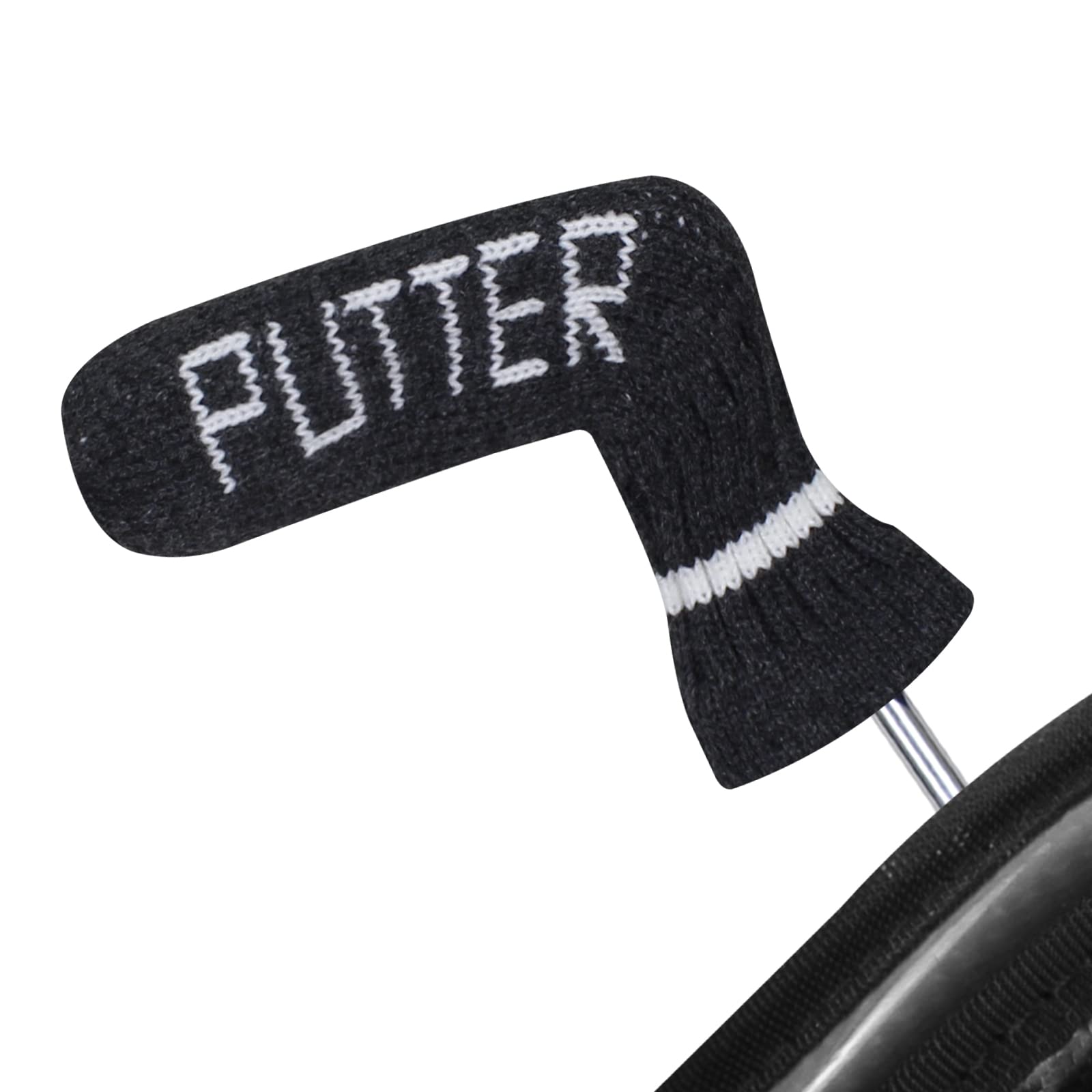 Scott Edward Blade Putter Cover Knitted, 1 Piece in Pack, Fits Golf Blade Putters Cute and Soft(Black Grey)
