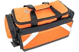 LINE2design Empty Medical Elite Trauma Bag - First Responder Carrier Bag for EMT, Paramedic, Emergency and Medical Supplies Kit - Heavy-Duty Zippered Pockets Portable EMS Home Health Aides - Orange