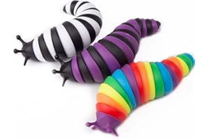 MEIEST 3 PCS Fidget Slug Toys,3D Articulated Stretch Caterpillar Sensory Stress Relief Flexible Hand Toy, Ideal Party Favor C