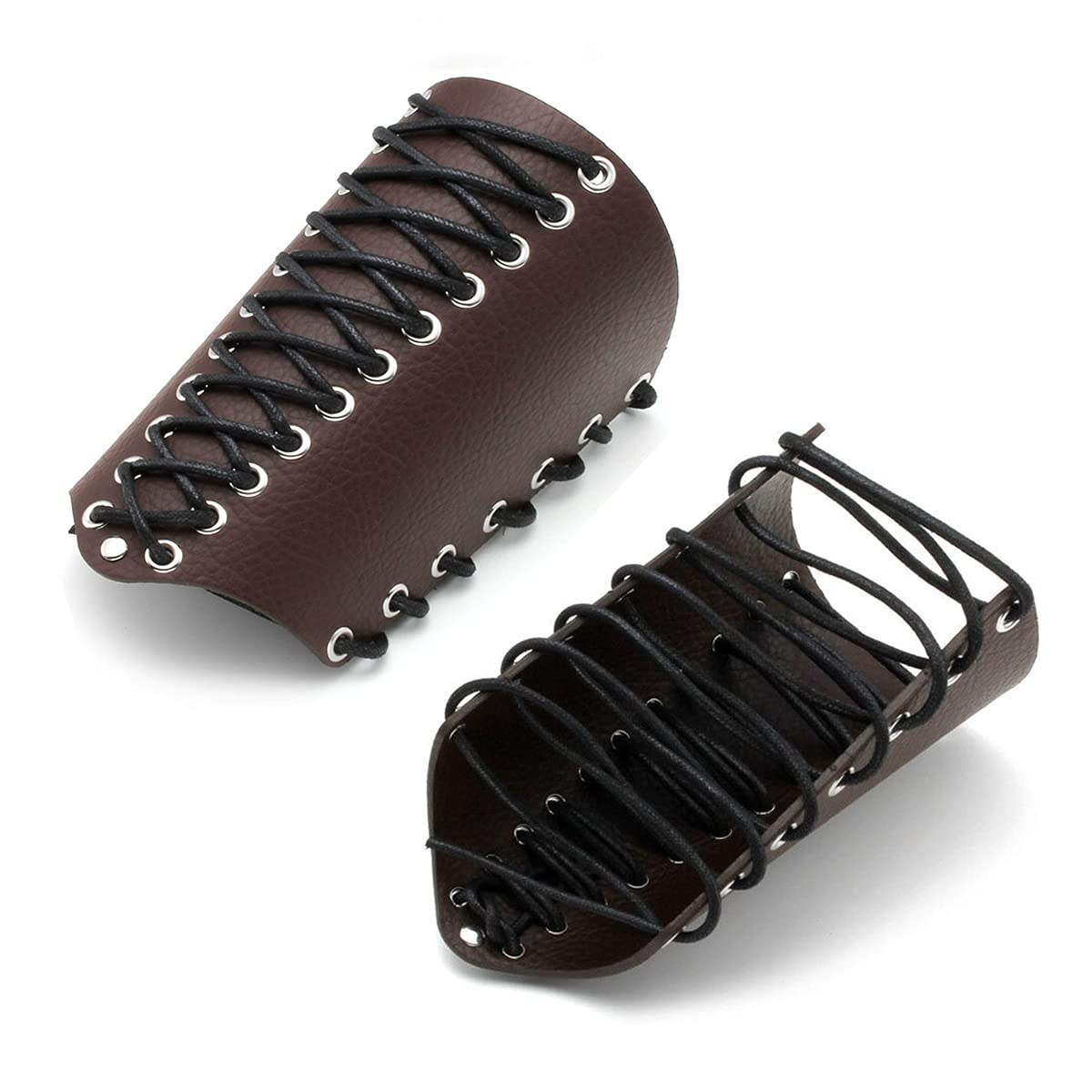 Eigso 2Pcs Brown Armor Armband Guard Faux Leather Steampunk Goth Style Shooting Arrow Bow Gear