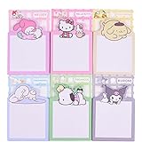 6 Pack Cute Sticky Notes Kawaii Sticky Notes Cute Stationary 3.75x2.75 in Cartoon Series Self-Stick Note Pads Fun Office Supp