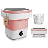 Portable Mini Washing Machine, 16L Foldable Washer and Dryer with 3 Modes Deep Cleaning, Upgraded Small Collapsible Laundry for Hotel, Apartment, Home and Travel - Pink
