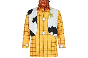 PAINEOMN Woody Costume Adult Cowboy Woody Shirt Vest Neckerchief Sheriff Badge Set Mens Halloween Cosplay Outfits XS