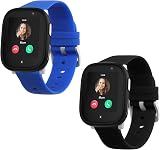 kwmobile TPU Silicone Watch Strap Set for Xplora X6 Play Small Black Dark Blue view 8