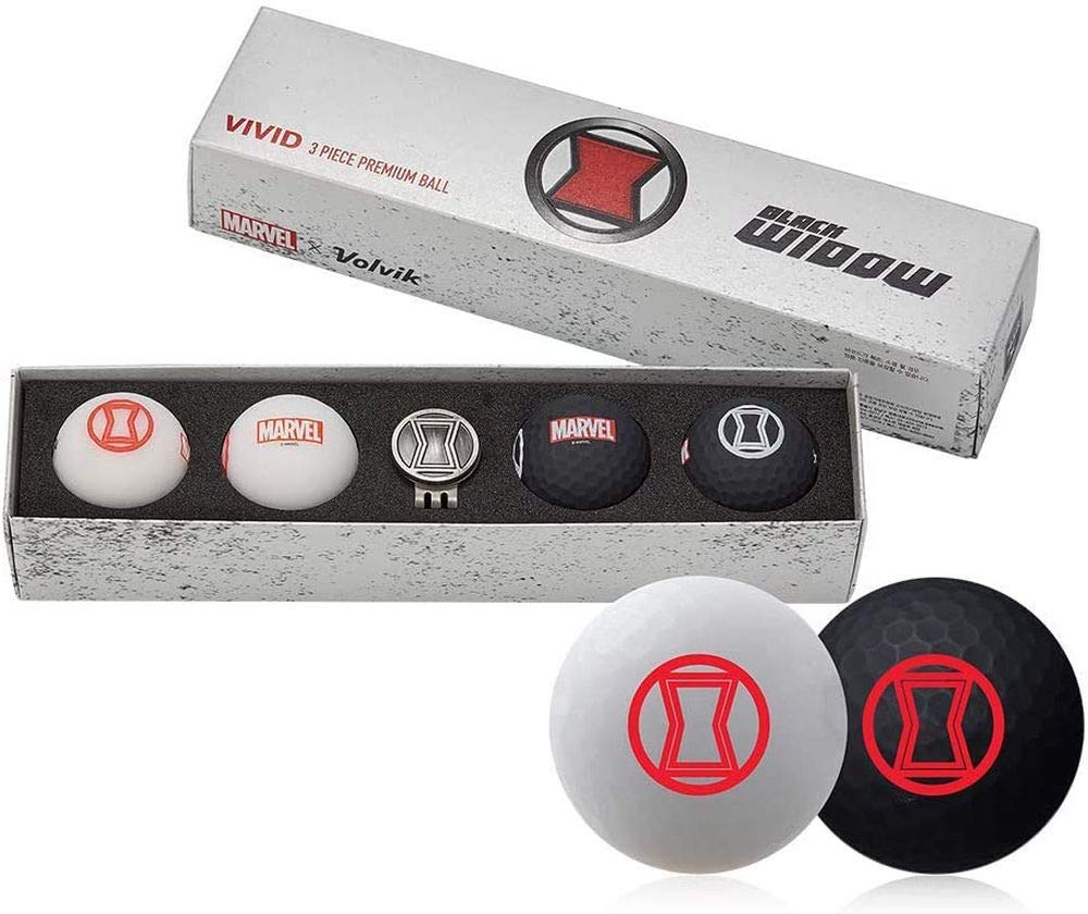 Volvik Marvel Golf Balls - Various Superhero Gift Sets - Spiderman/Hulk/Thor/Black Panther/Captain America/Iron Man, four ball and ball marker gift set