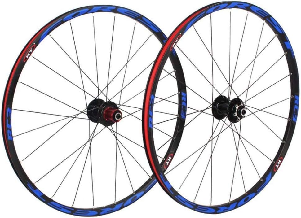 XIAOL Bicycle Front Rear Wheels For 26" 27.5" Mountain Bike, MTB Bike Wheel Set 7 Bearing Alloy Drum Disc Brake 8 9 10 11 Speed,Blue-26inch