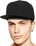Black Plain Hip Hop Snapback Cap for Cool Guys