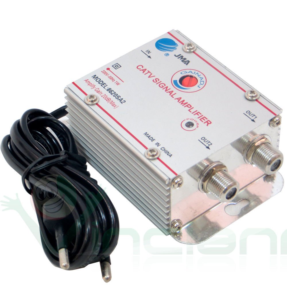 Amplificatore segnale antenna TV DIGITALE TERRESTRE via cavo 2 USCITE