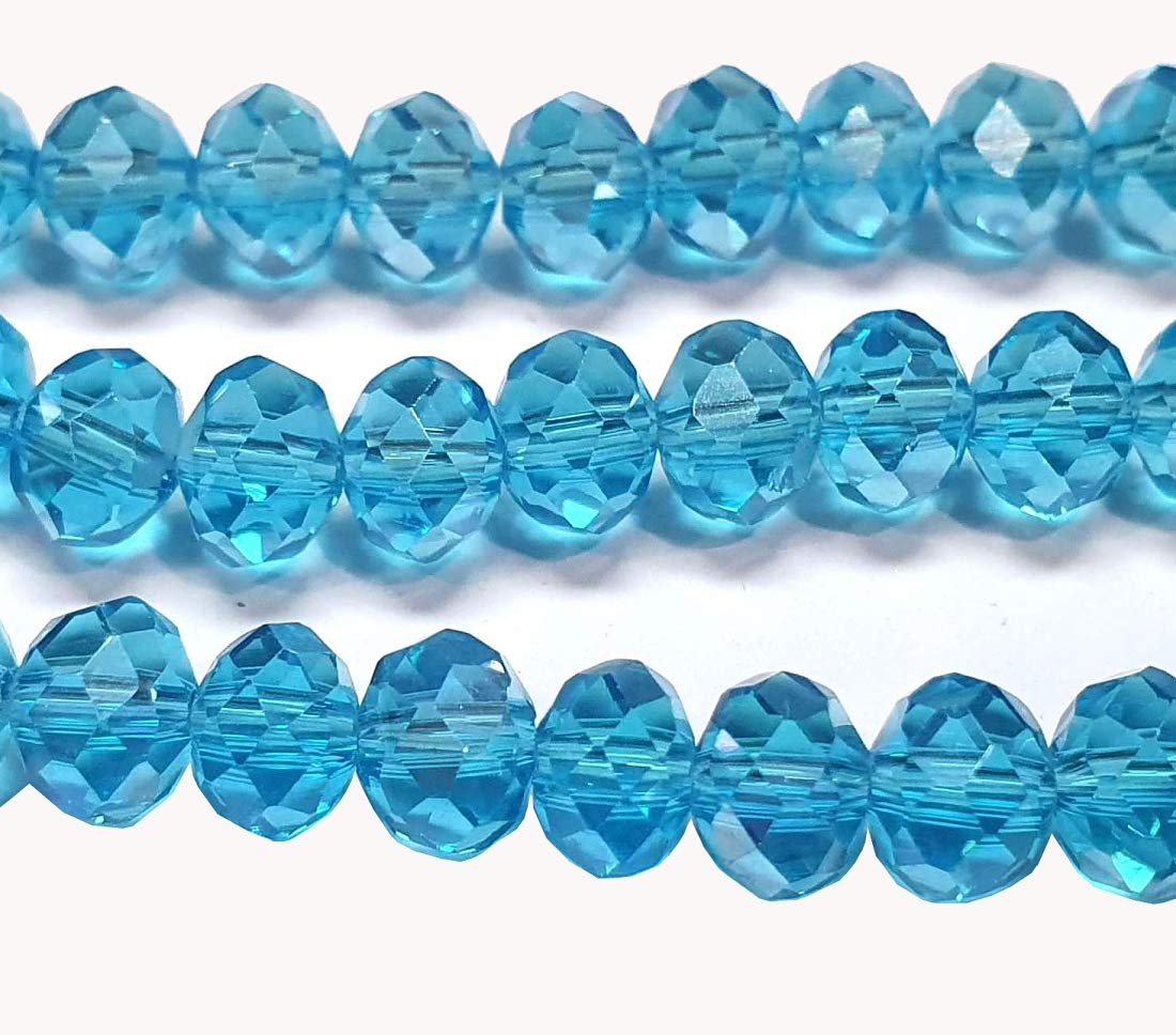 Czech Crystal Glass Beads, CZ Bohemian Faceted Rondelle Glass Beads, 4/6/8/10 mm (Aqua Blue AB, 6x4 mm)