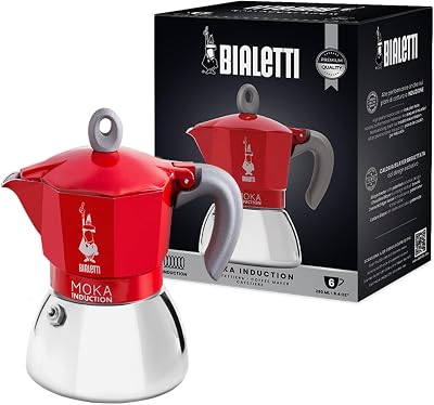 Bialetti New Moka Induction 6 Cups Red Coffee Maker 280 ml Aluminium